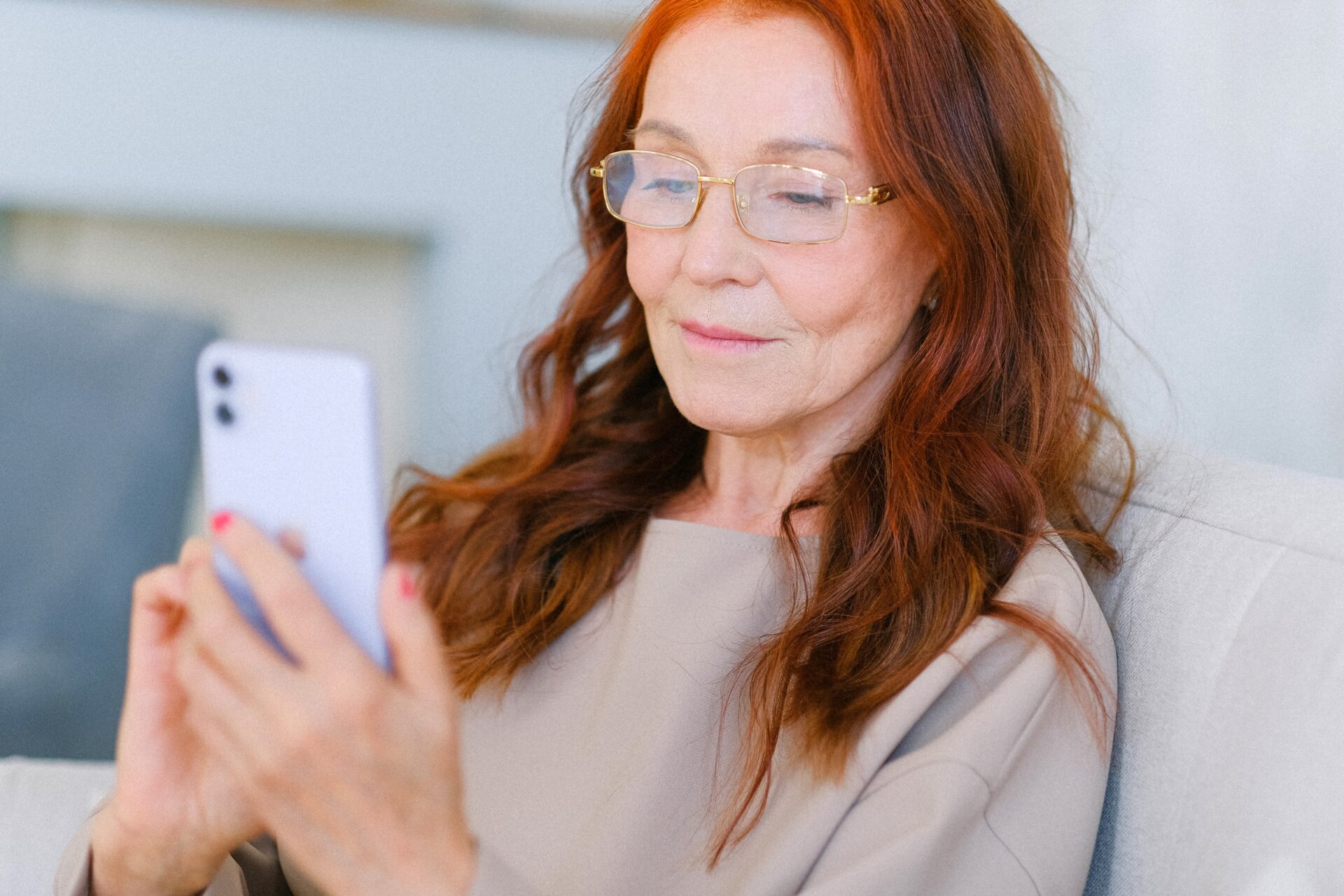 senior using a cell phone